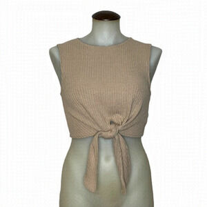 RIBBED crop tie front top 🌻